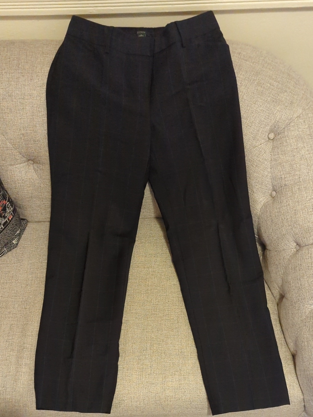 J Crew Women's Black Dress Pants - Pinstripe